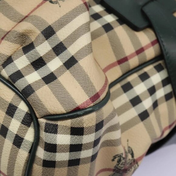BURBERRY Nova Check Hand Bag PVC Beige Gold Auth - Picture 2 of 16